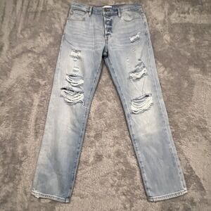 Frame Jeans Women's 26 30x30 Le Slouch Distressed Denim Button Fly Light‎ Wash